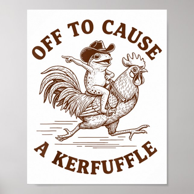 Off To Cause A Kerfuffle Funny Cowboy Frog Riding  Poster (Framsidan)