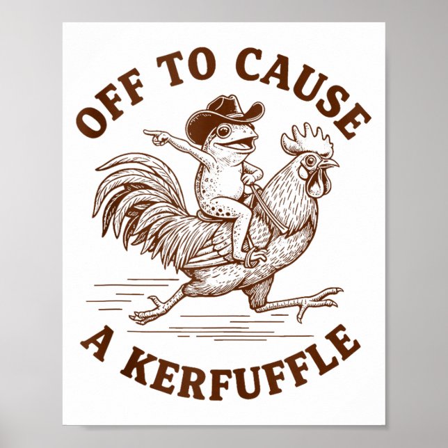 Off To Cause A Kerfuffle Funny Cowboy Frog Riding  Poster (Framsidan)