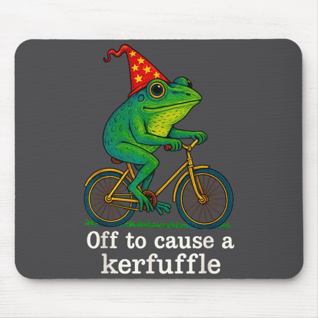 Off To Cause A Kerfuffle Funny Frog Wizard Bicycle Musmatta (Framsidan)