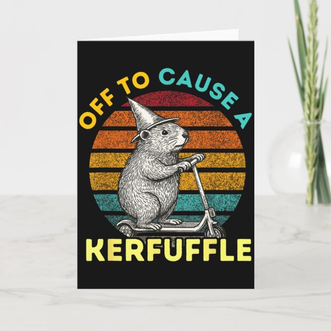 Off To Cause A Kerfuffle Funny Groundhog Riding Sc Kort (Framsida)