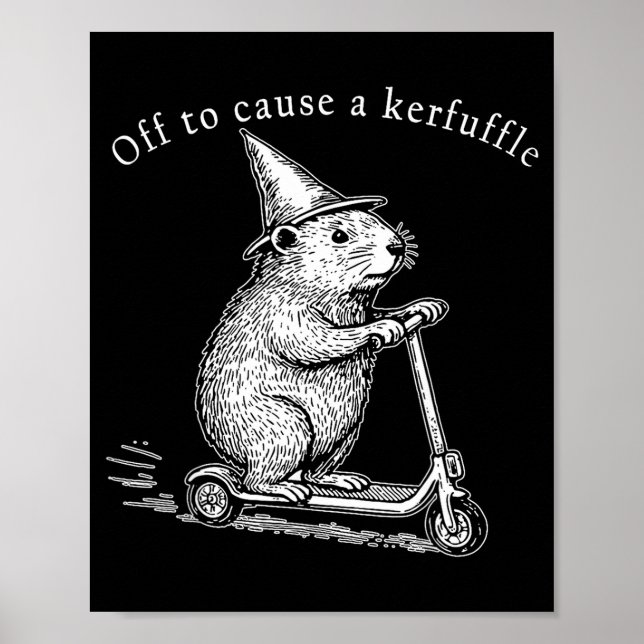 Off To Cause A Kerfuffle Funny Groundhog Scooter _ Poster (Framsidan)