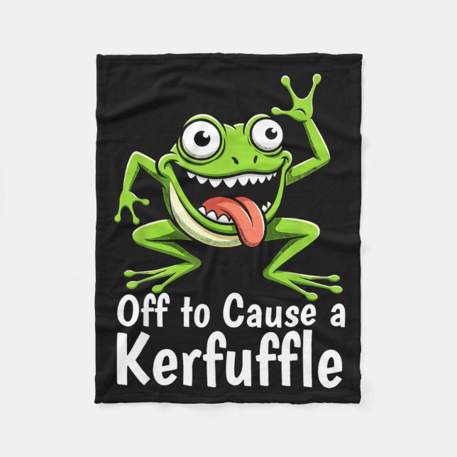 Off To Cause A Kerfuffle Funny Meme Frog Mischief  Fleecefilt (Framsidan)