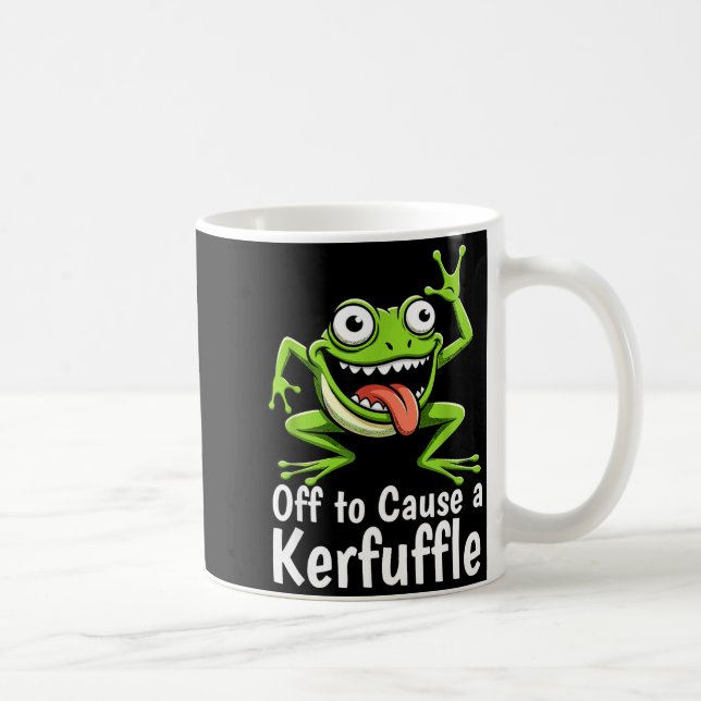 Off To Cause A Kerfuffle Funny Meme Frog Mischief  Kaffemugg (Höger)