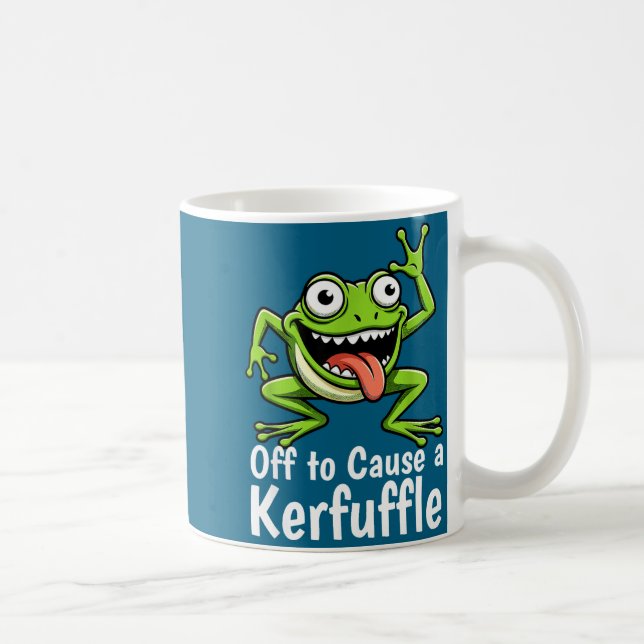 Off To Cause A Kerfuffle Funny Meme Frog Mischief  Kaffemugg (Höger)