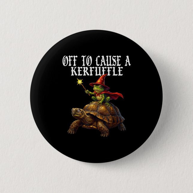 Off To Cause A Kerfuffle Funny Whimsical Frog Wiza Knapp (Framsida)