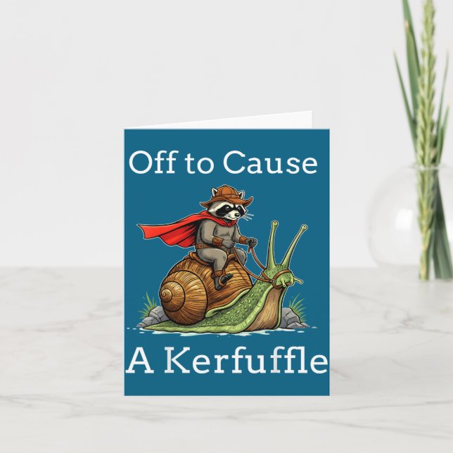 Off To Cause A Kerfuffle Raccoon Whimsical Wizard  Kort (Framsida)