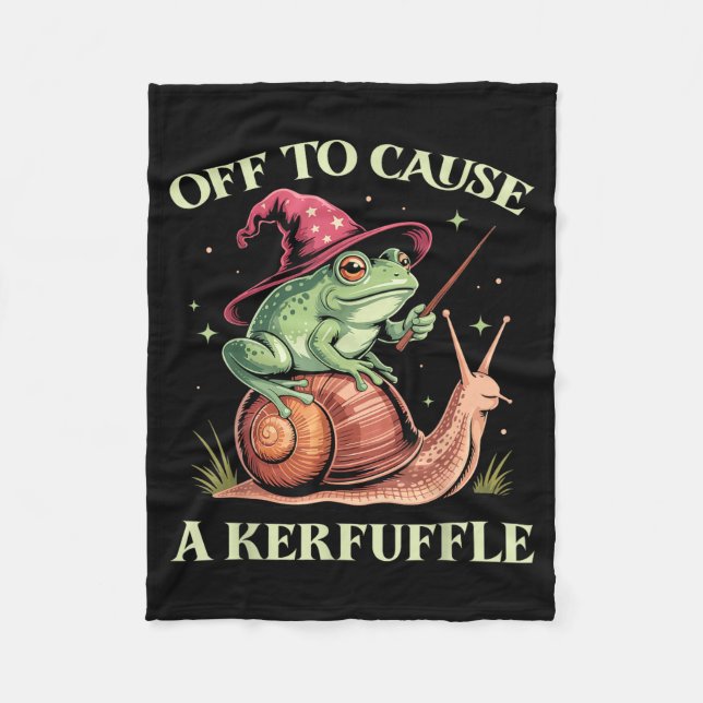 Off To Cause A Kerfuffle Whimsical Wizard Frog Mem Fleecefilt (Framsidan)