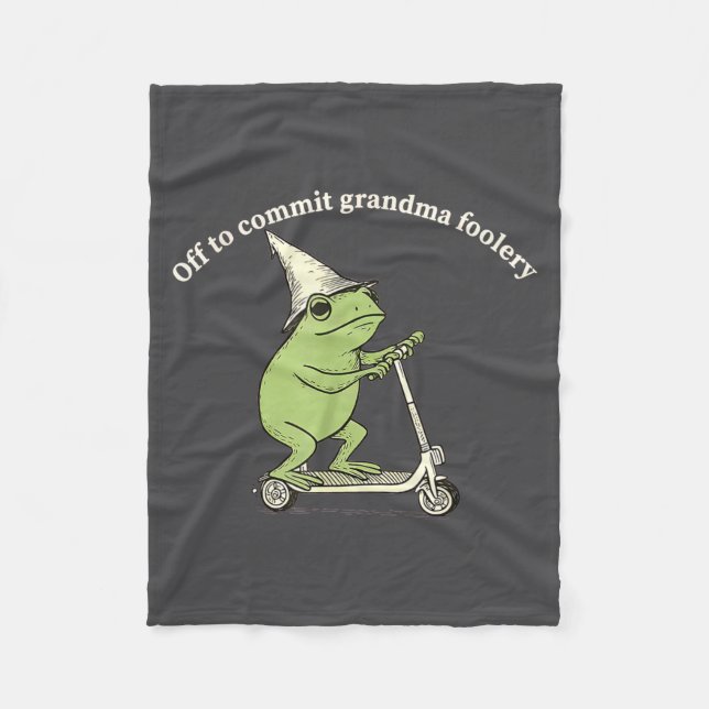 Off To Commit Grandma Foolery Funny Frog Meme  Fleecefilt (Framsidan)