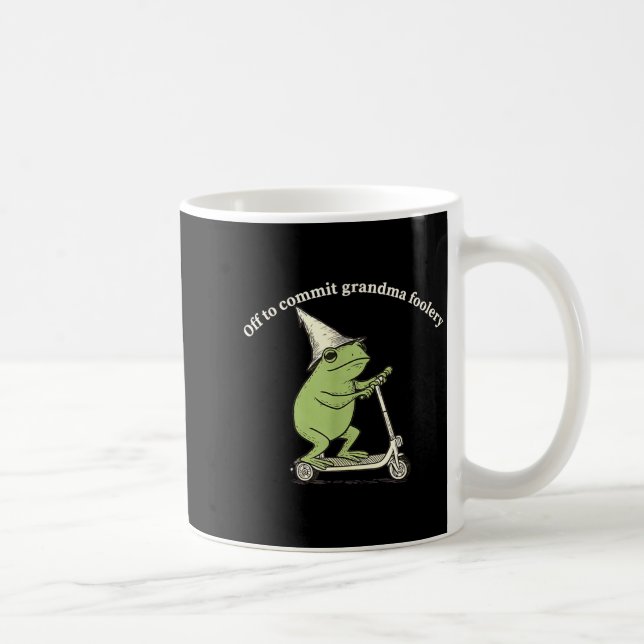 Off To Commit Grandma Foolery Funny Frog Meme  Kaffemugg (Höger)