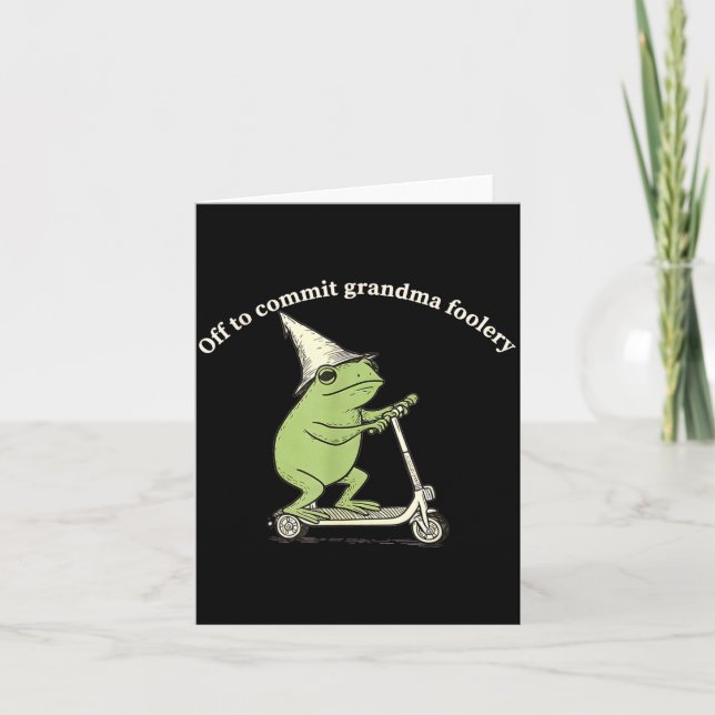 Off To Commit Grandma Foolery Funny Frog Meme  Kort (Framsida)