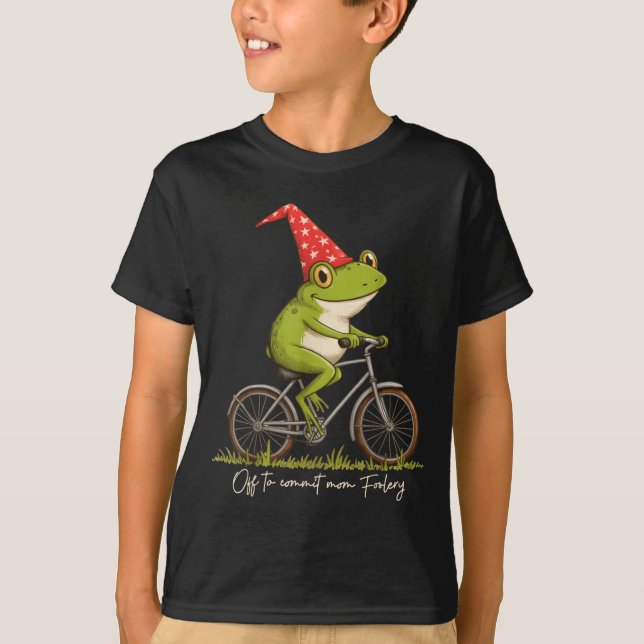 Off To Commit Mom Foolery Funny Frog Meme  T Shirt (Framsida)