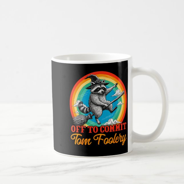 Off To Commit Tom Foolery Raccoon Funny Retro Desi Kaffemugg (Höger)