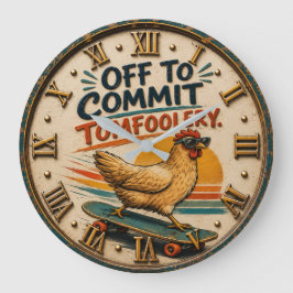 Off to Commit Tomfoolery Chicken Funny Vintage Far Stor Klocka