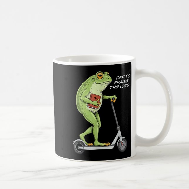 Off To Praise D Lord Funny Frog Christian Meme  Kaffemugg (Höger)
