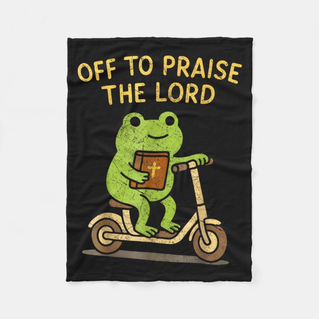 Off To Praise The Lord Frog Christian  Fleecefilt (Framsidan)