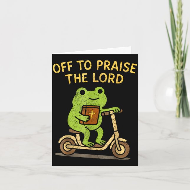 Off To Praise The Lord Frog Christian  Kort (Framsida)