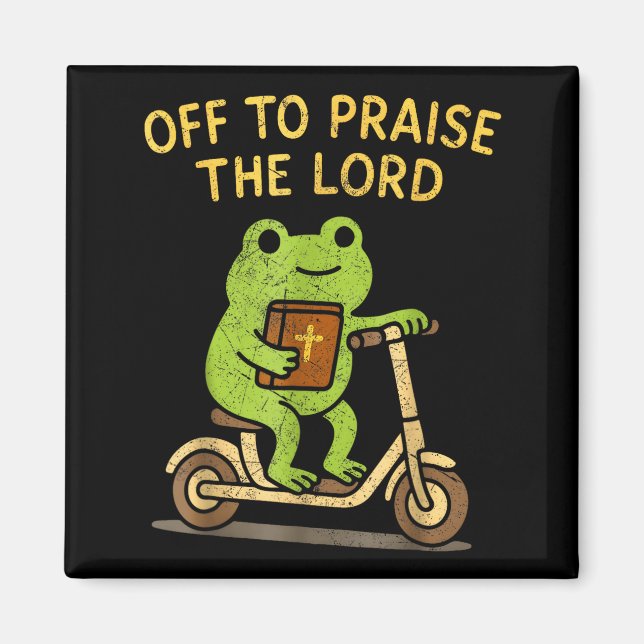 Off To Praise The Lord Frog Christian  Magnet (Framsidan)