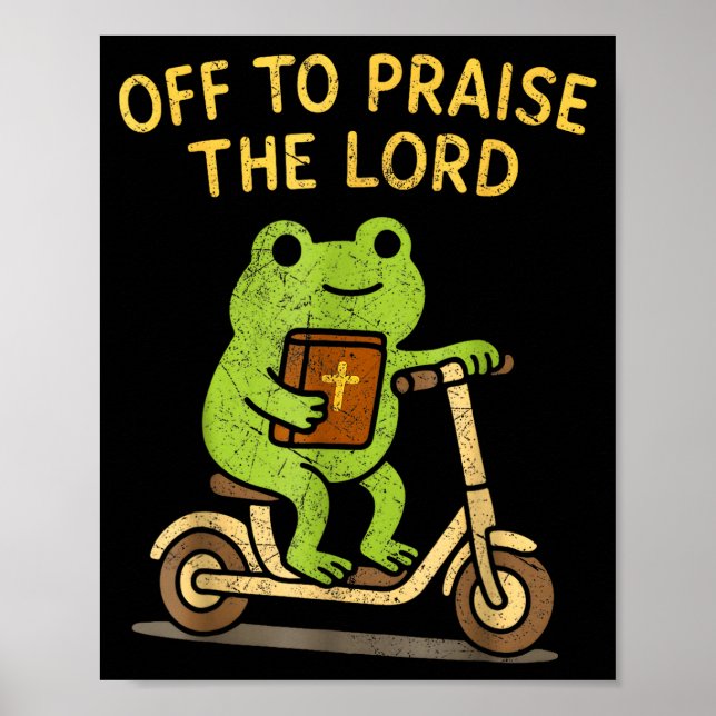 Off To Praise The Lord Frog Christian  Poster (Framsidan)