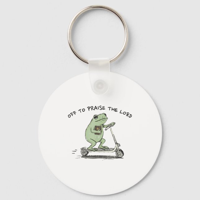 Off To Praise The Lord, Funny Christian  Nyckelring (Framsida)