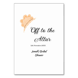 Off to the altar orange cap hat bridal shower name bordsnummer
