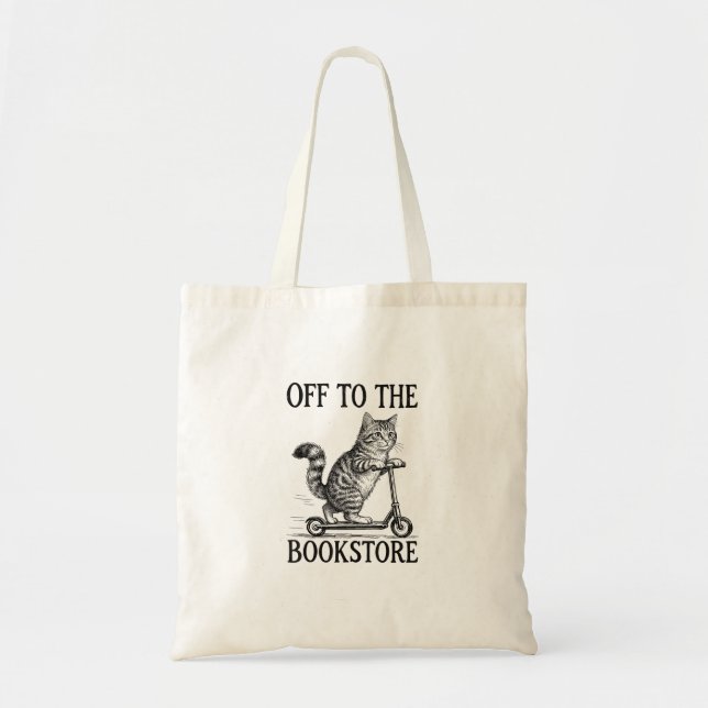 Off to The Bookstore Reading Bookworm Tygkasse (Framsidan)