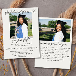 Off White 2 Photo Script Graduation Announcement  Inbjudningar