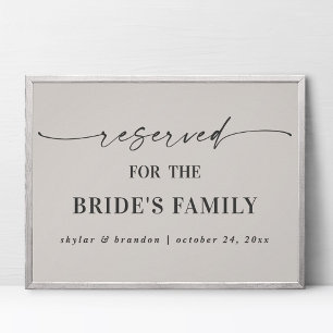 Off-White-reserverat för brudens familj Bröllopssk Poster