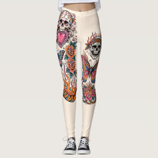 Off White Tatuerade Leggings - Socker Skalle Fjäri
