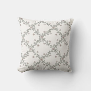 Off-White Taupe Ros Salvia Trädgårdstakmönster Kudde