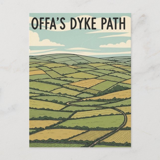 Offa's Dyke Path Wales Travel Vykort (Framsida)