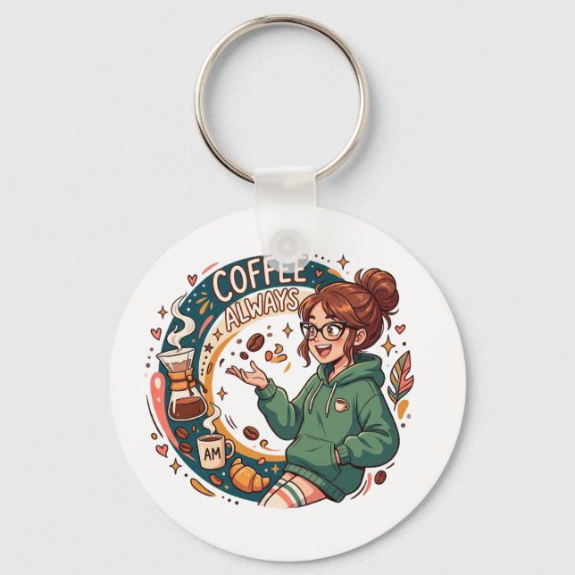 offee Halloween-stämning – Mysig höst för kaffebög Nyckelring (Framsida)
