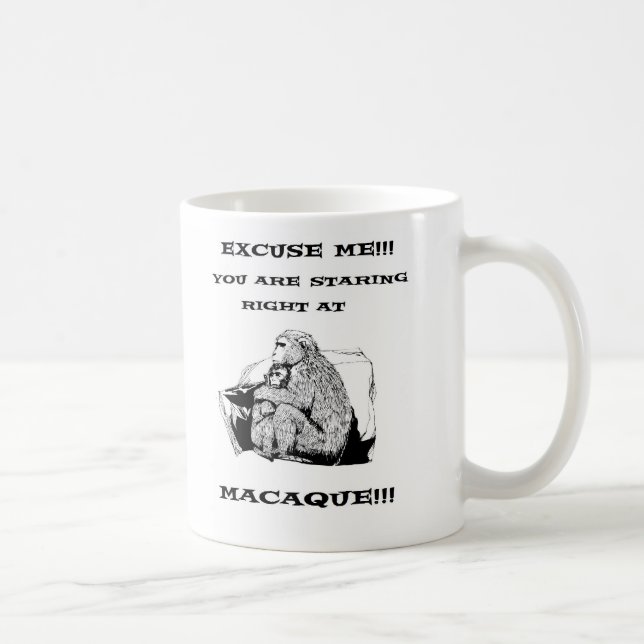 offensiv humor Funny Macaque-apa Kaffemugg (Höger)
