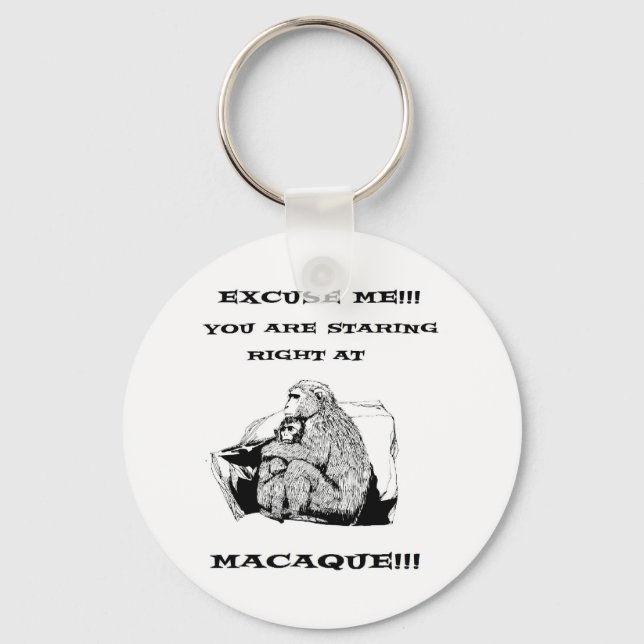 offensiv humor Funny Macaque-apa Nyckelring (Framsida)