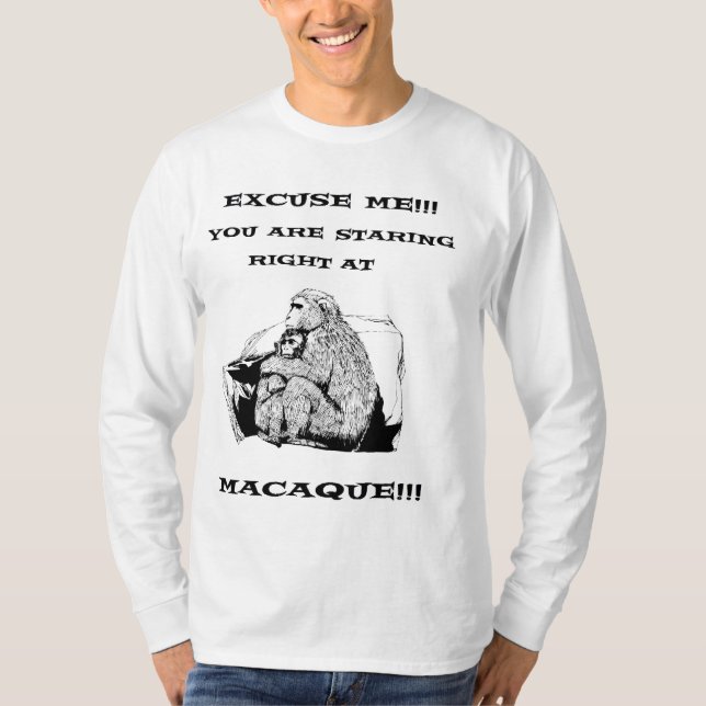 offensiv humor Funny Macaque-apa Tee (Framsida)