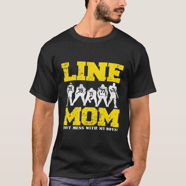 Offensiv Lineman Line Mamma Funny Football T Shirt (Framsida)