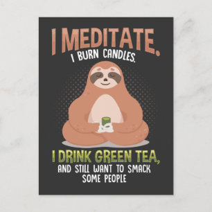 Offensiv Sloth Yoga Grönt Tea Relaxing Sarkastic Vykort