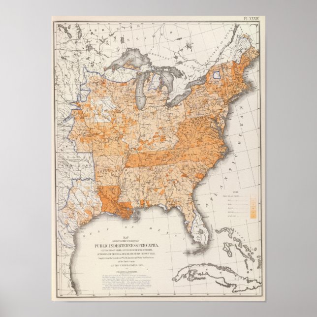 Offentlig skuldsättning, USA:s statistiska litogra Poster (Framsidan)