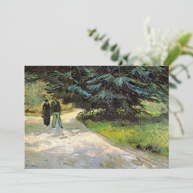 Offentlig trädgård med par av Vincent van Gogh Inbjudningar (Stående Fram)