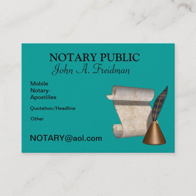 OFFENTLIG visitkort för NOTARY (Framsida)