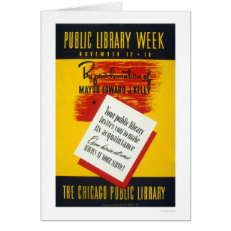 Offentligt bibliotek Chicago 1940 WPA Hälsningskort
