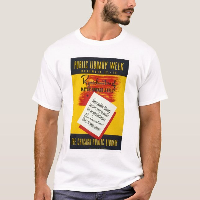 Offentligt bibliotek Chicago 1940 WPA T-shirt (Framsida)
