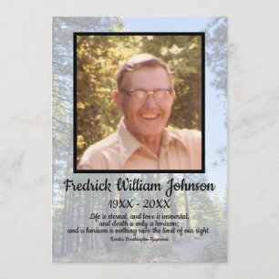Offert Kärlek One's Photo Gräs Träd Forest Funeral Program