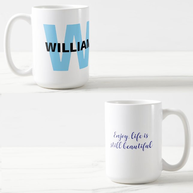 Offert med modern monogramstart och Namn Kaffemugg (Personalized name mug
)