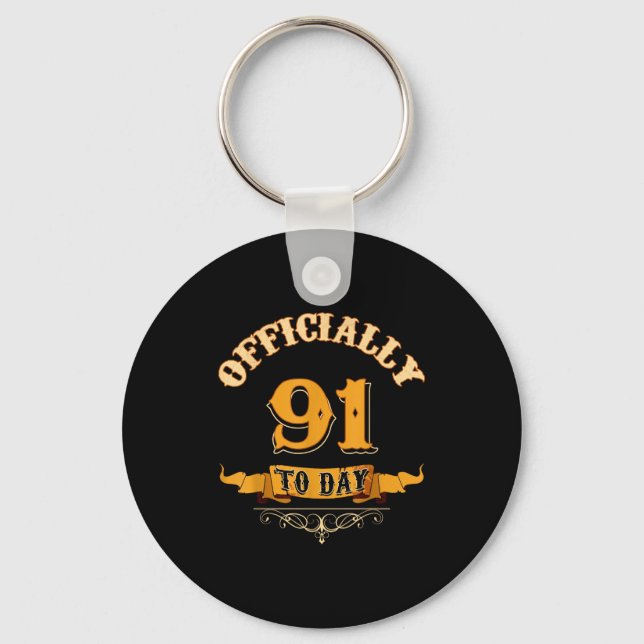Offically 91 Years Old Today 91st Birthday Gift  Nyckelring (Framsida)