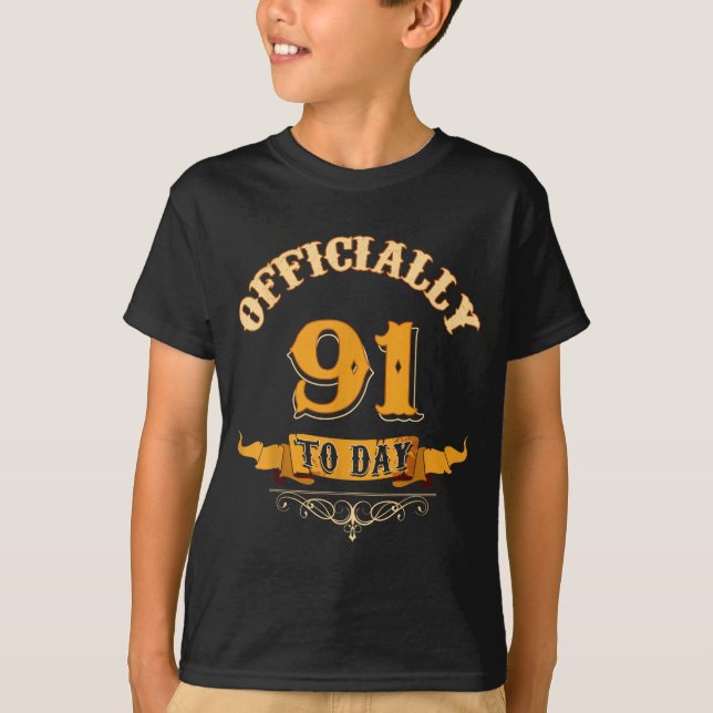 Offically 91 Years Old Today 91st Birthday Gift  T Shirt (Framsida)