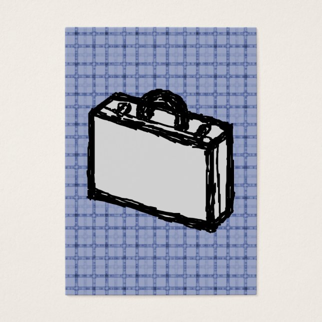 Office Briefcase eller Travel Suitcase Sketch. Blå Visitkort (Framsidan)