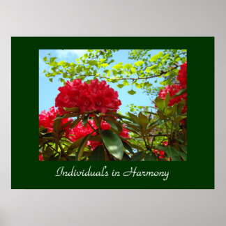 Office Business Office Artwork Red Rhododendrons Poster