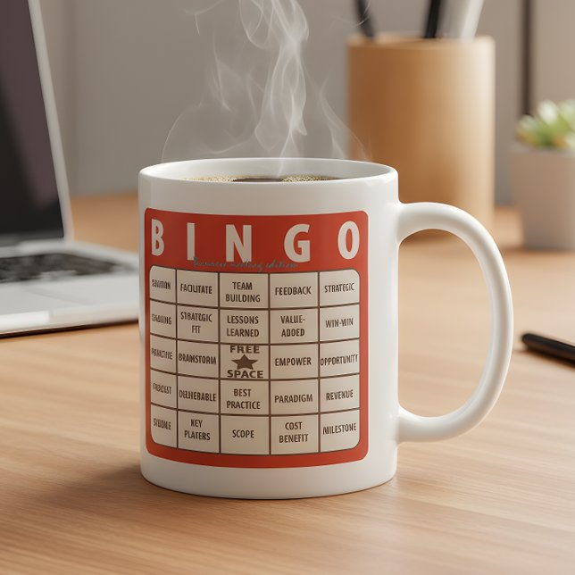 Office Buzzwords Bingo-Novelty Kaffemugg (Skapare uppladdad)