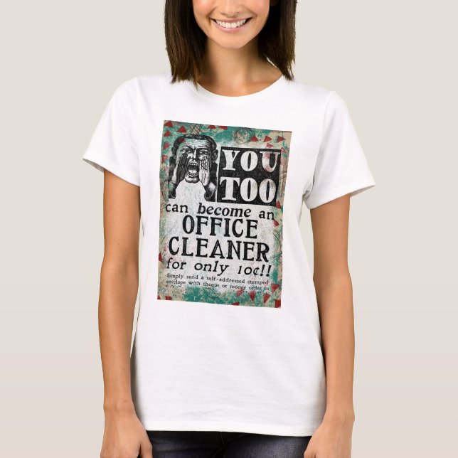 Office Cleaner - Lustigt Vintage Retro T Shirt (Framsida)