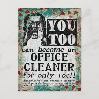 Office Cleaner - Lustigt Vintage Retro Vykort